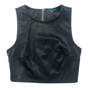 Kirious Los Angeles Black Faux Leather Crop Top w/ back zipper. Size Small